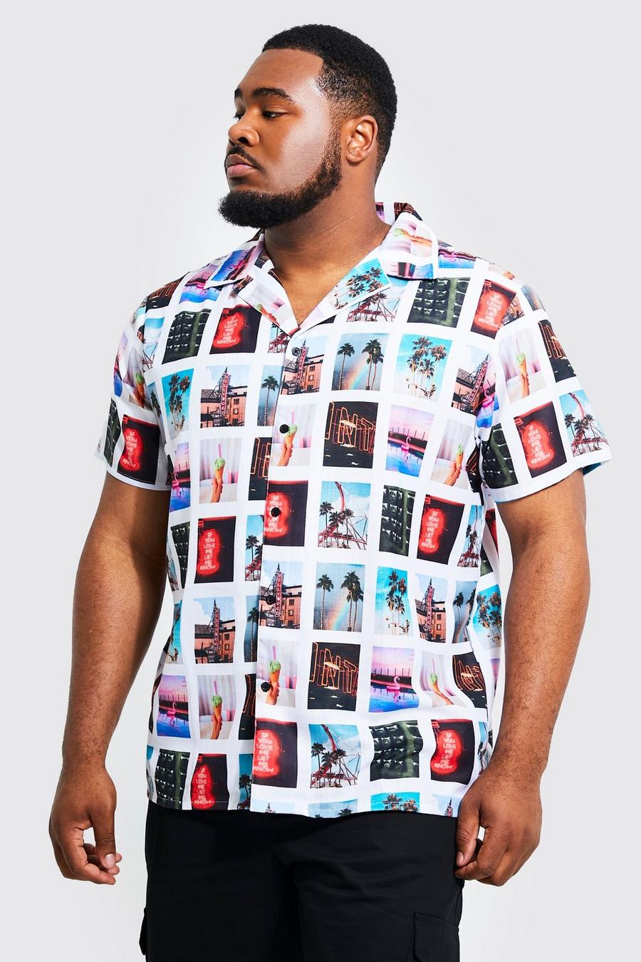 Multi Plus Revere Collar Photo Print Shirt