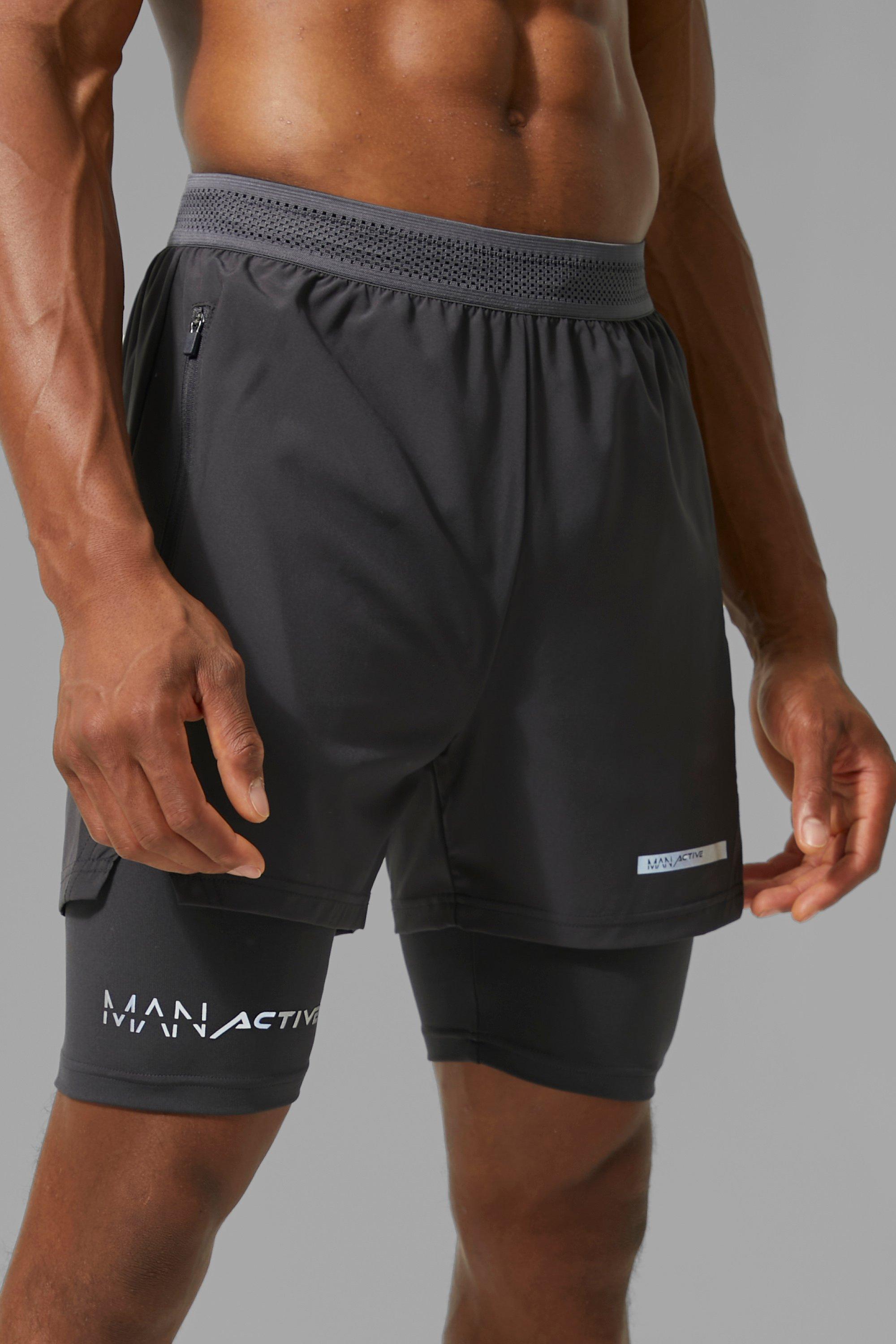 Short de sport 2 en 1 fentes MAN Active boohoo