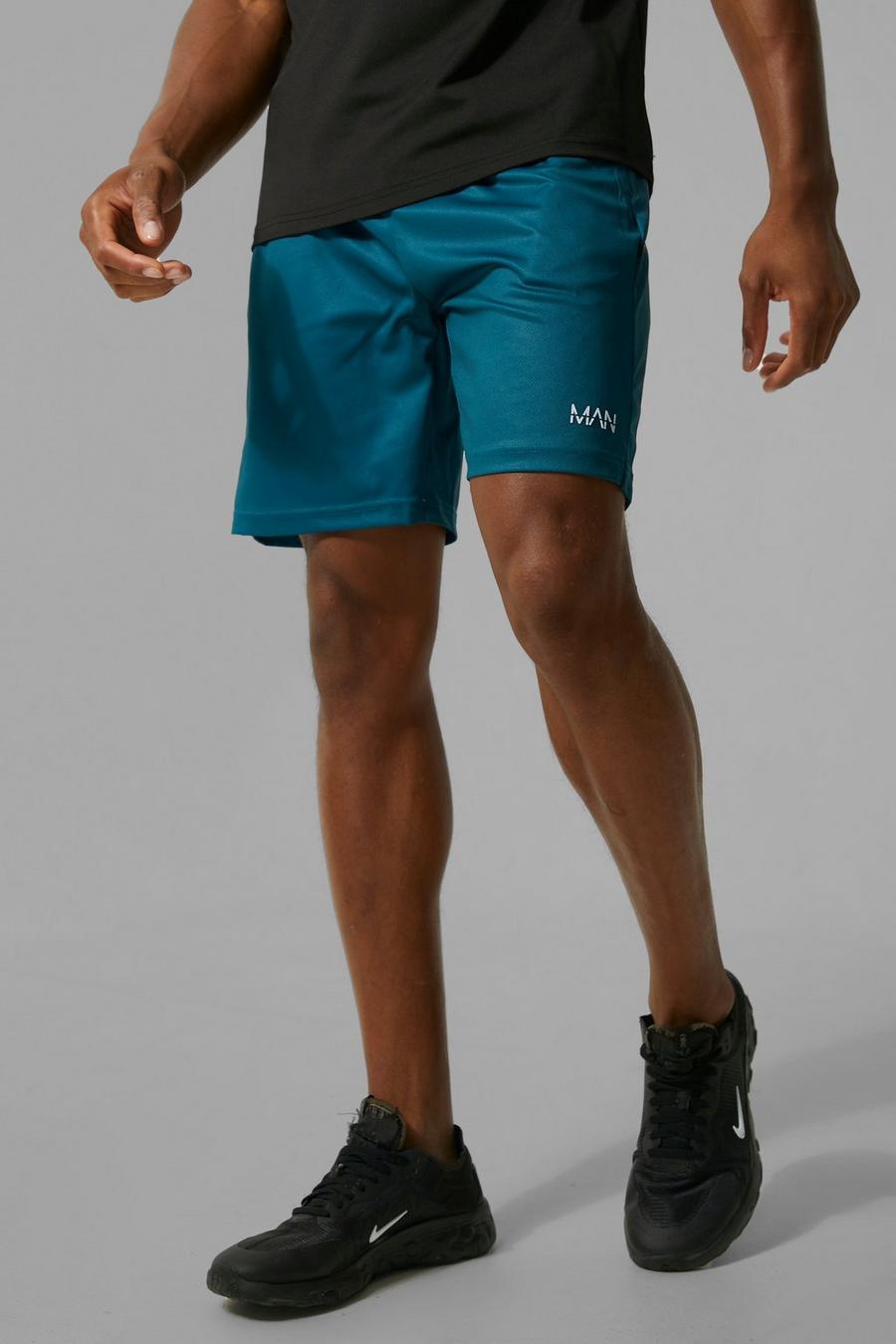 Teal Man Active Textured Gym Shorts image number 1
