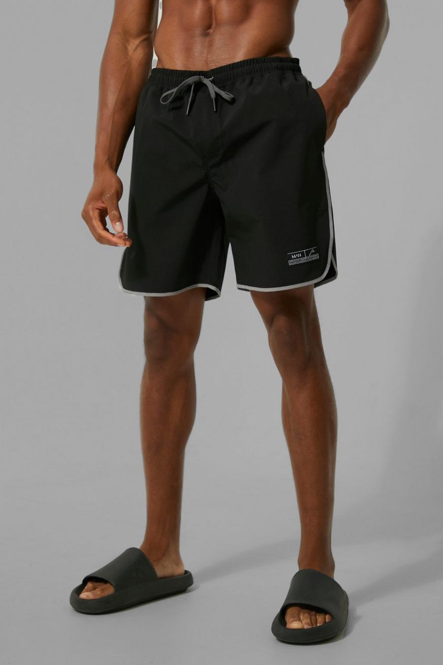 Black Man Active Competition Swim Board Shorts image number 1