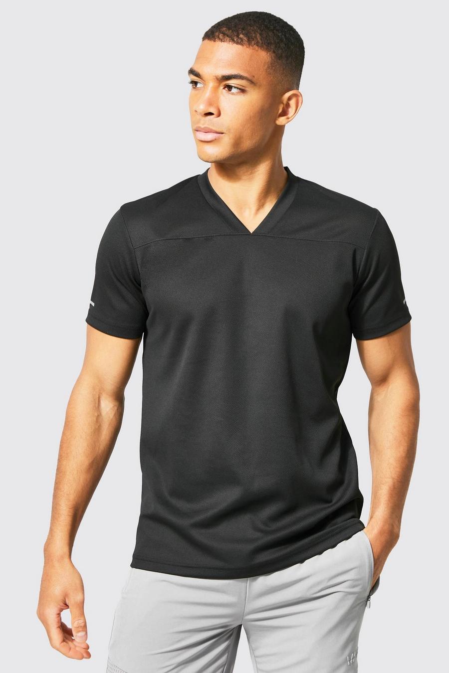Black Man Active Fitness T-Shirt Met V-Hals image number 1