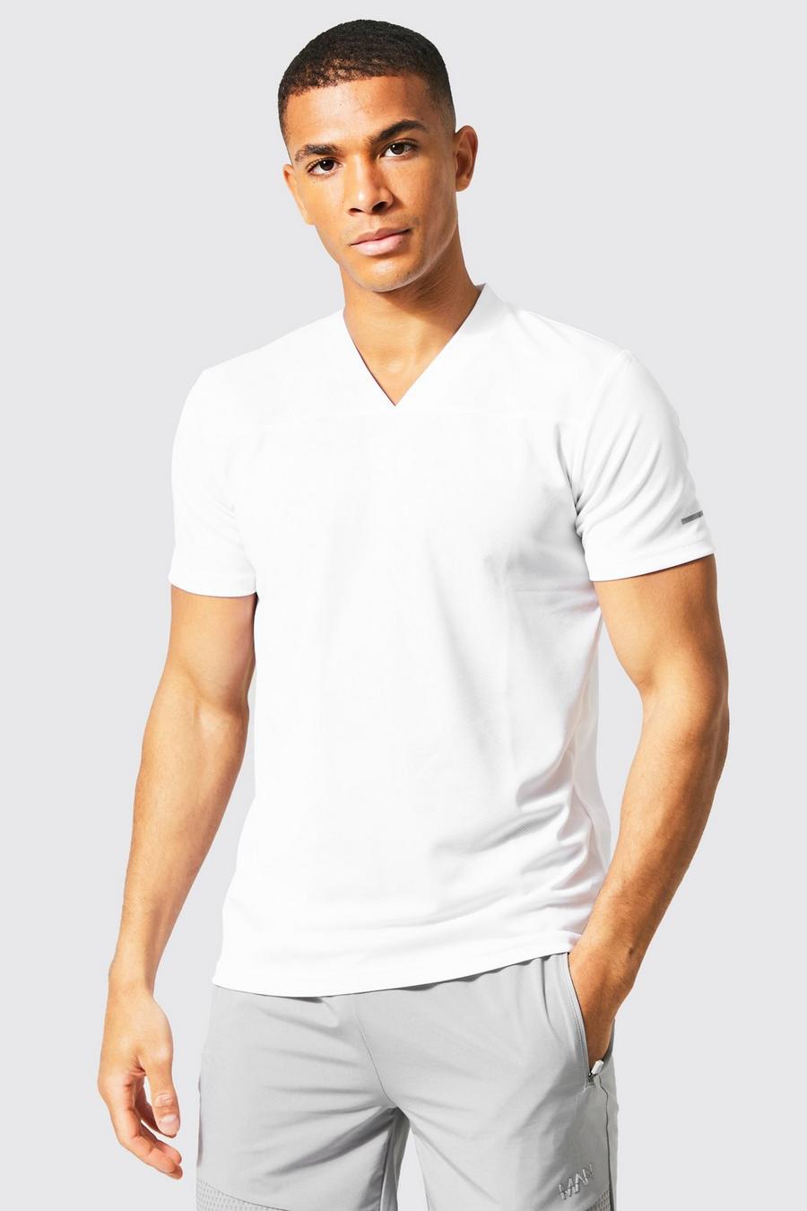 White Man Active V-neck Training T-shirt