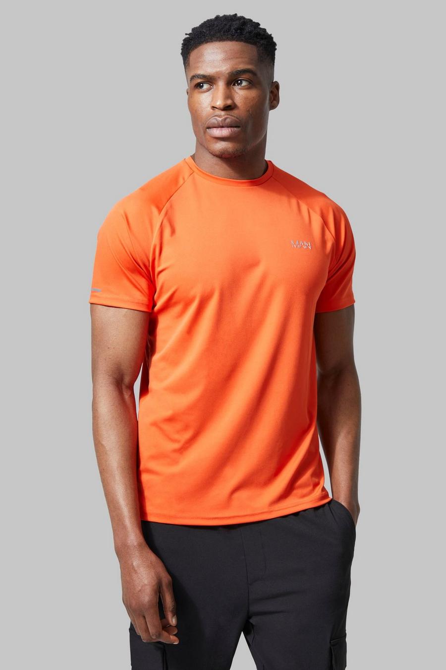 Man Active Gym Raglan T-Shirt, Orange