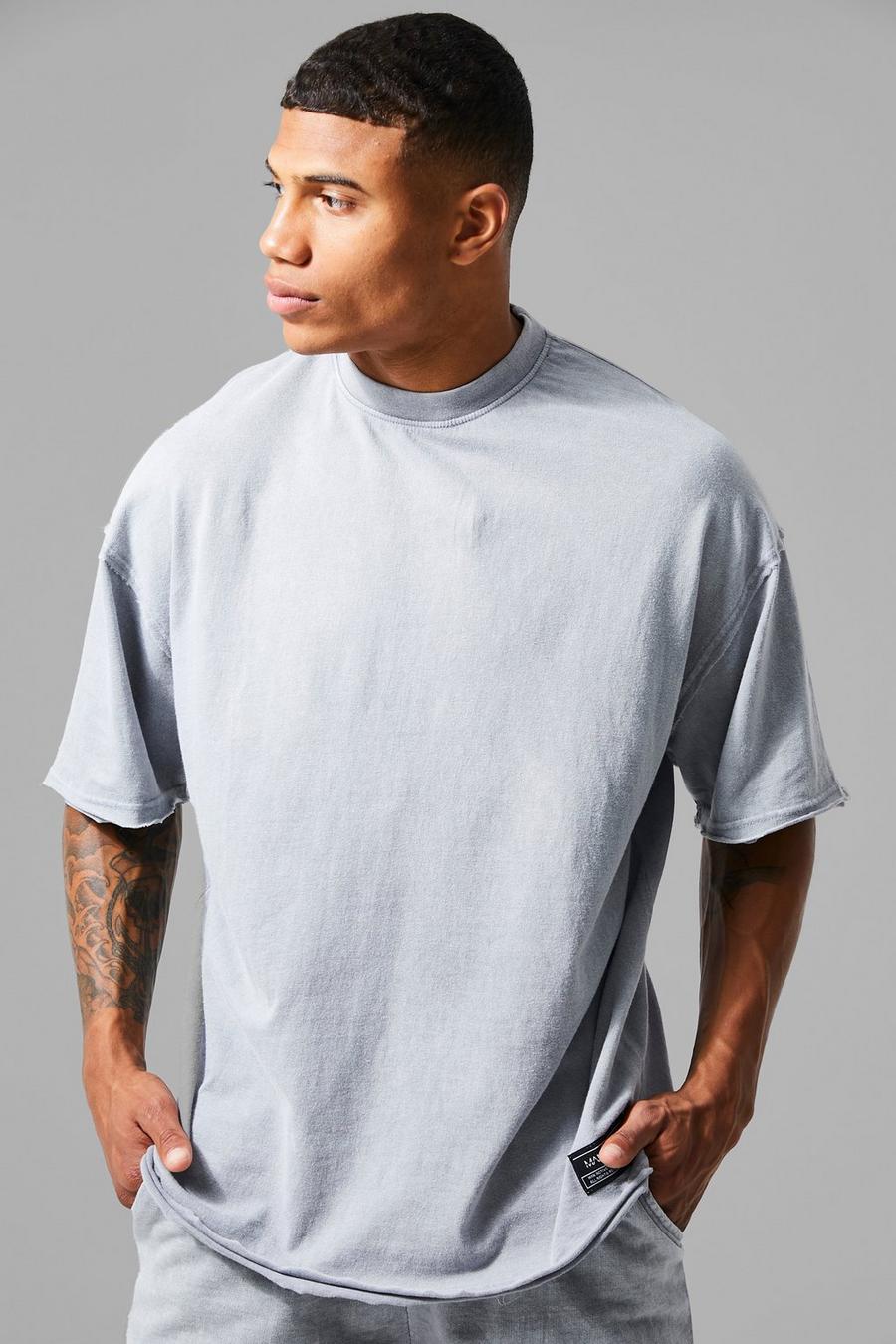 Oversize Man Active T-Shirt mit Acid-Waschung, Grey image number 1