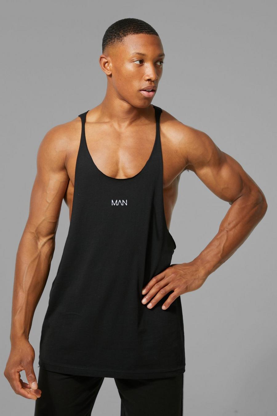Black Man Active Raw Edge Stringer Vest image number 1