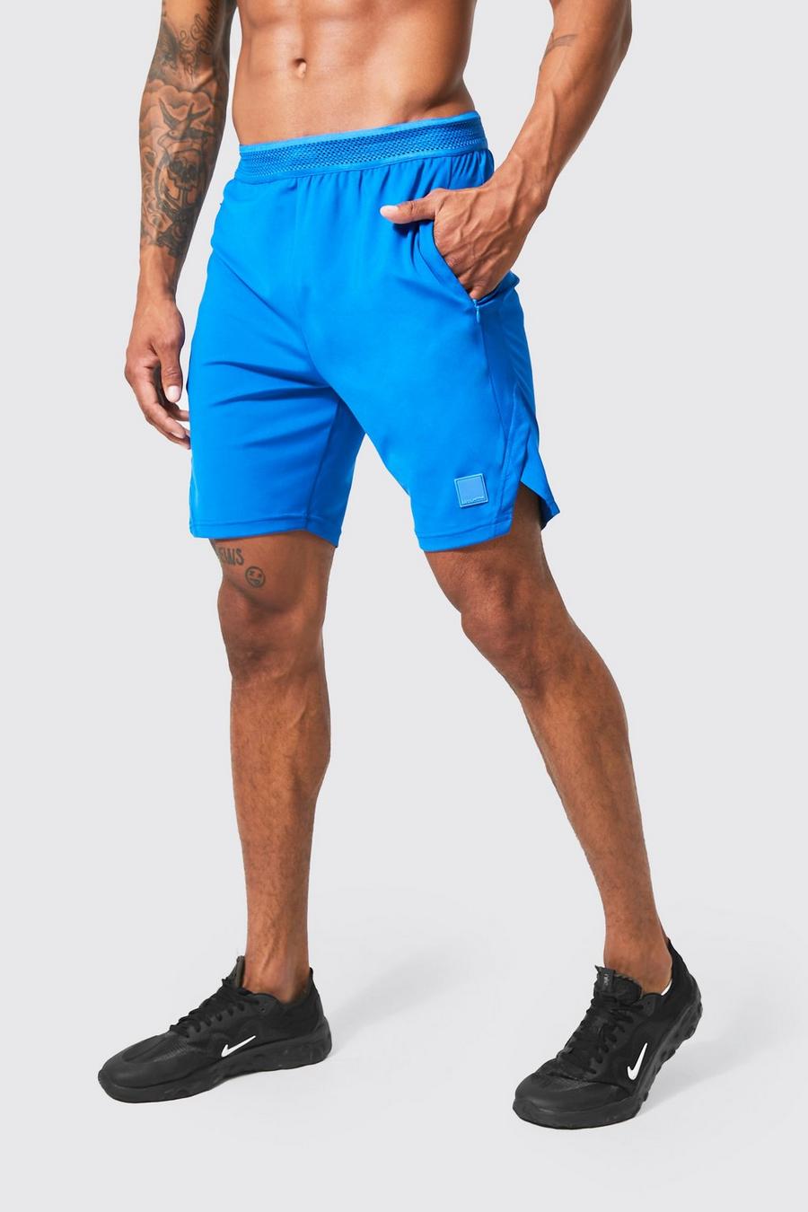 Cobalt blue Man Active Performance Split Hem Shorts