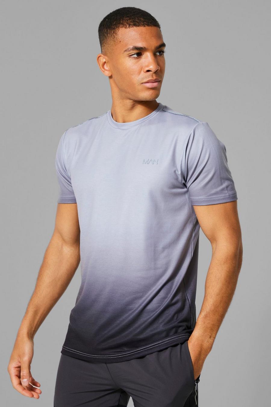 Charcoal grey Man Active Ombre Reflective Detail T-shirt