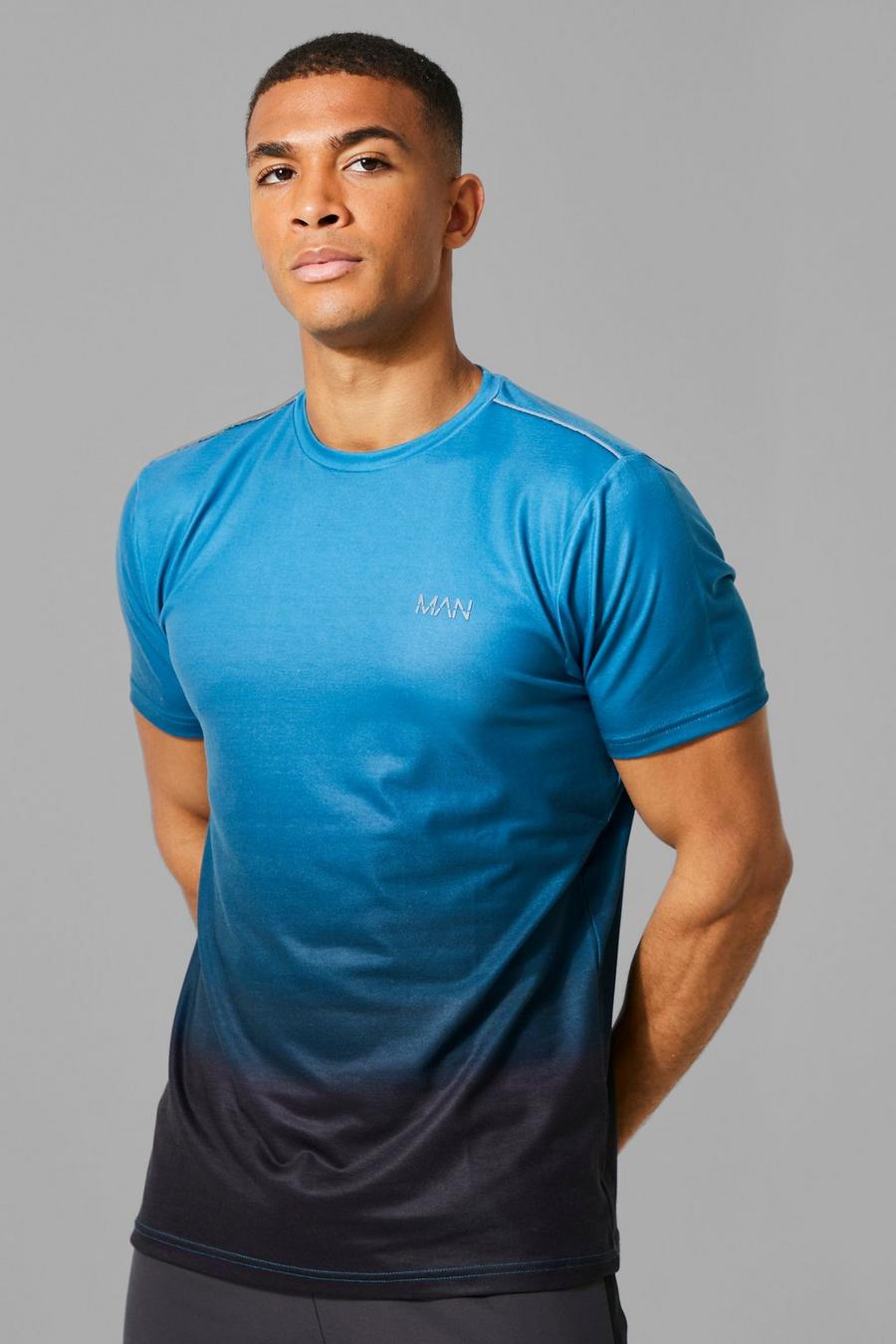 T-shirt Man Active con dettagli riflettenti e sfumati, Blue image number 1