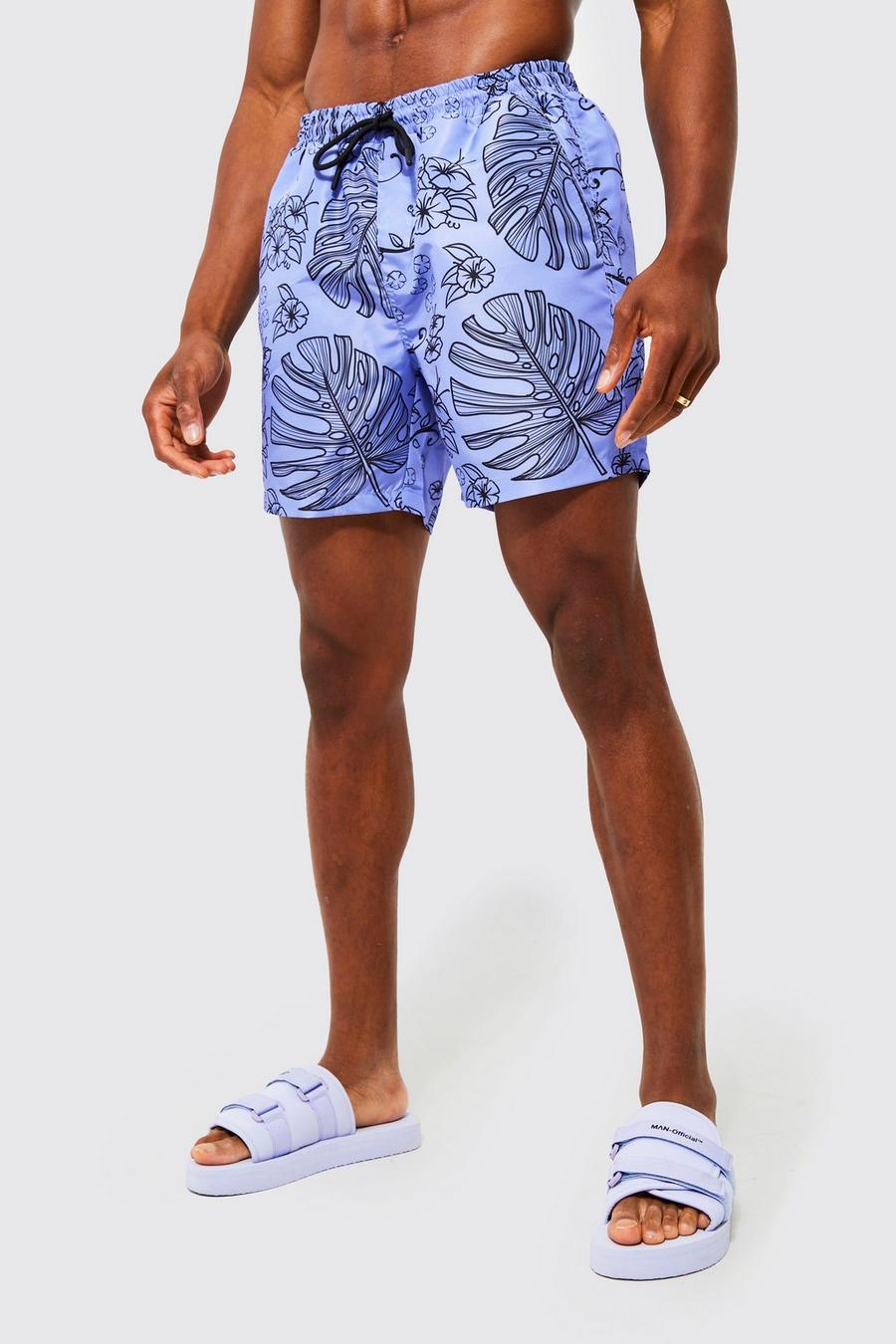 Lilac Mid Length Palm Swim Shorts image number 1