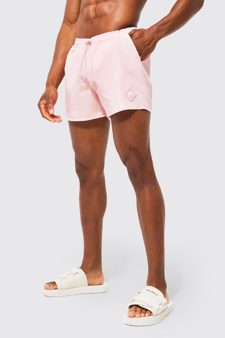 Pale pink rose Short Length Man Tab Bungee Swim Shorts
