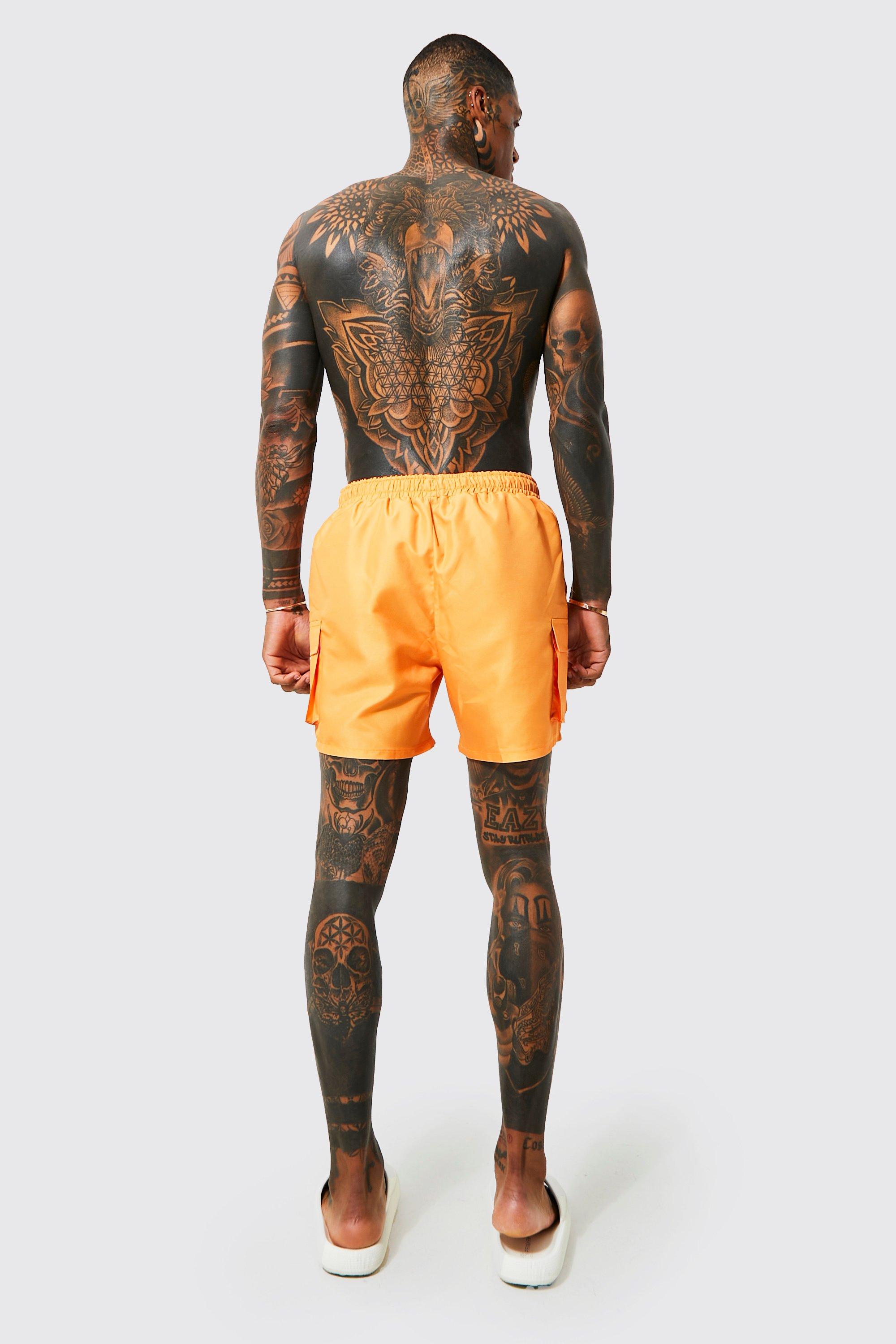 Mid Length 3d Cargo Pocket Swim Shorts boohoo NZ
