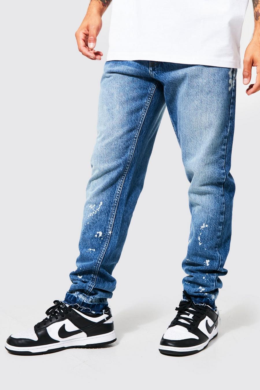 Jeans Slim Fit candeggiati con fondo smagliato, Light blue azul