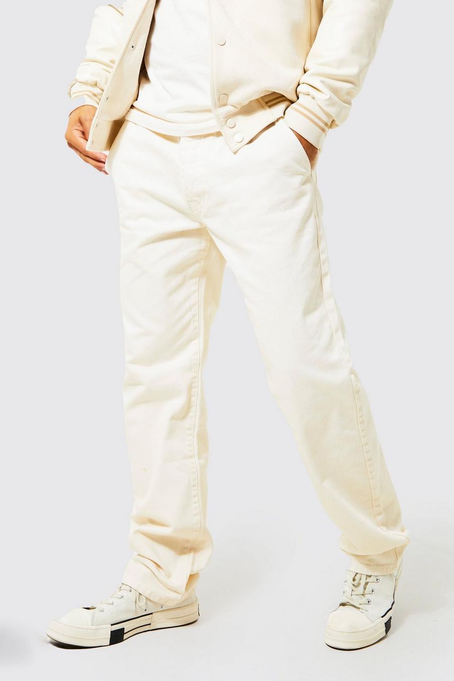 Ecru Relaxed Fit Carpenter Jeans image number 1