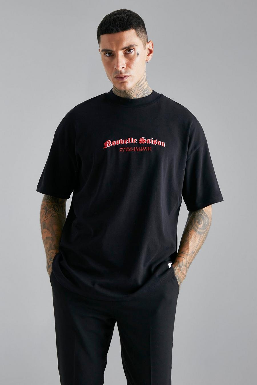 Black Oversized Embroidered Heavyweight T-shirt