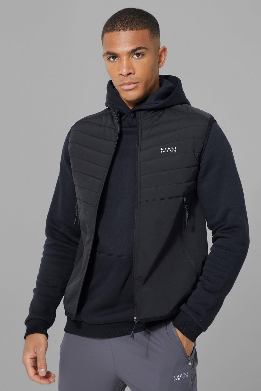 Black noir Man Active Quilted Body Warmer