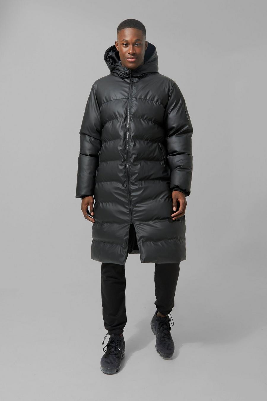 Black Man Active Matte Longline Puffer Coat image number 1