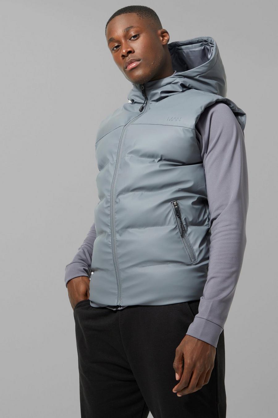 Grey Man Active Matte Hooded Puffer Body Warmer image number 1