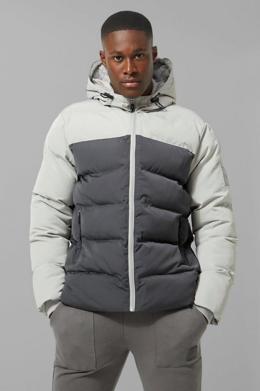 Grey Man Active Colour Block Puffer Jacket