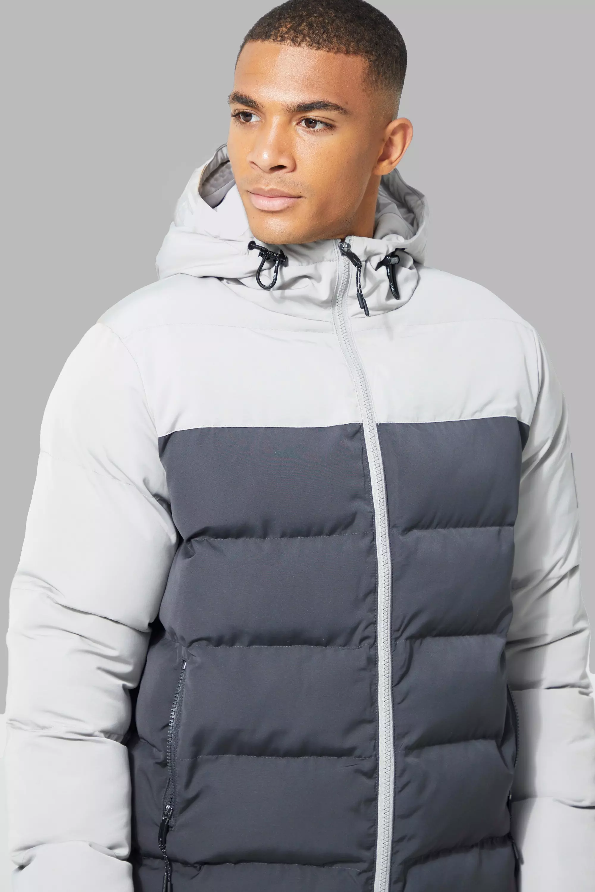 Mens colour outlet block puffer jacket