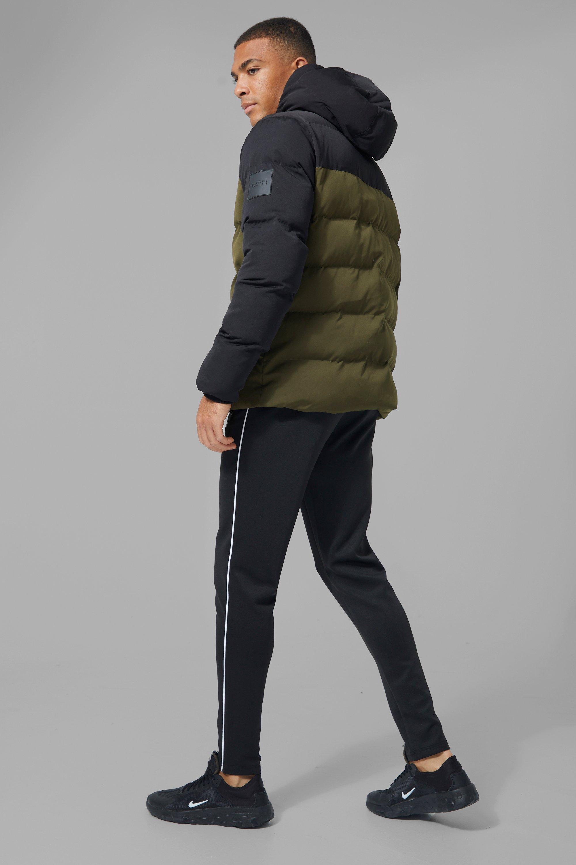 Man Active Colour Block Puffer Jacket | boohoo DK