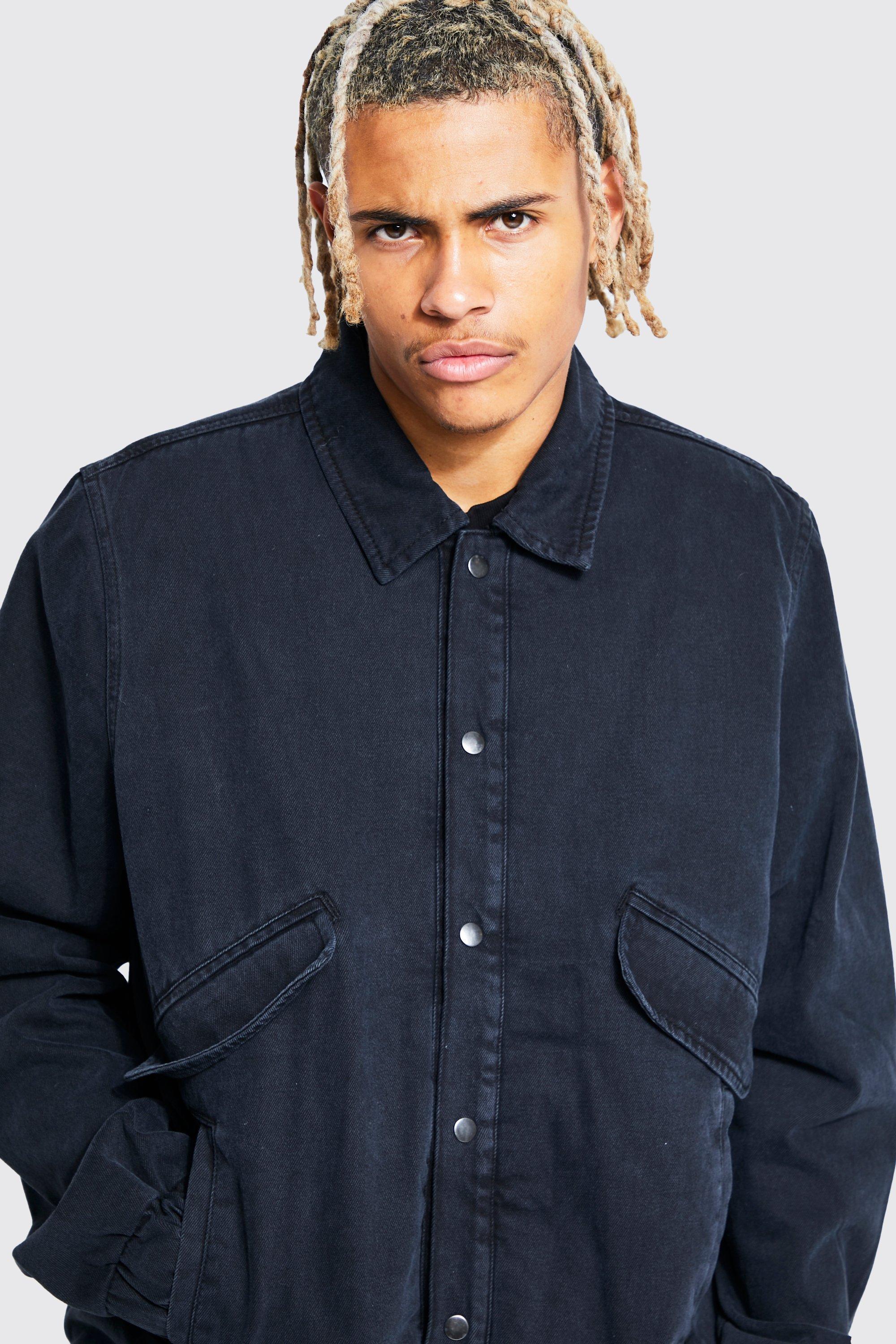 Fully Borg Lined Black Denim Jacket