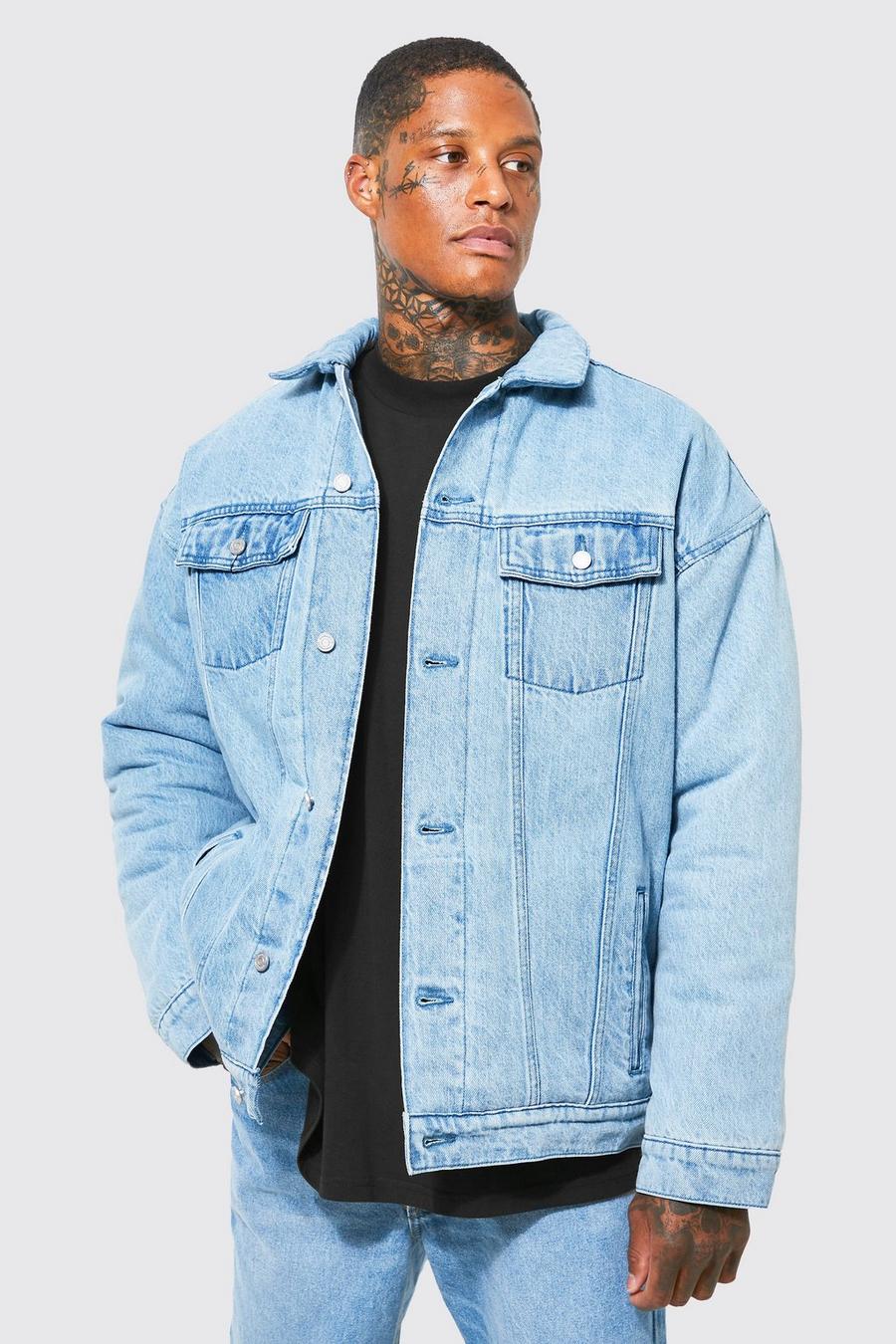 Men's Proud of Me Padded Denim Jacket in Light Blue Size Large by Fashion Nova