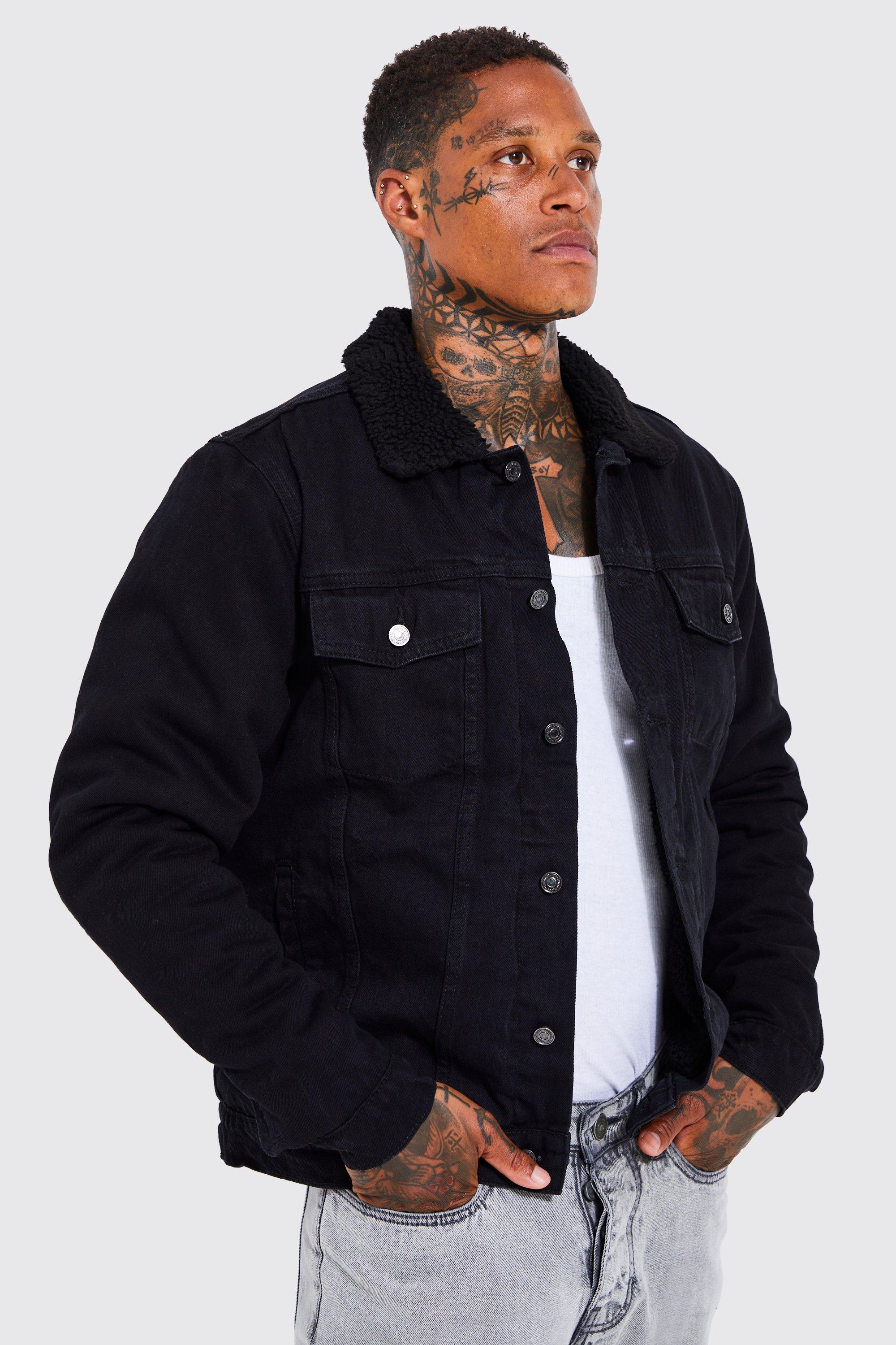 Borg denim hotsell jacket black