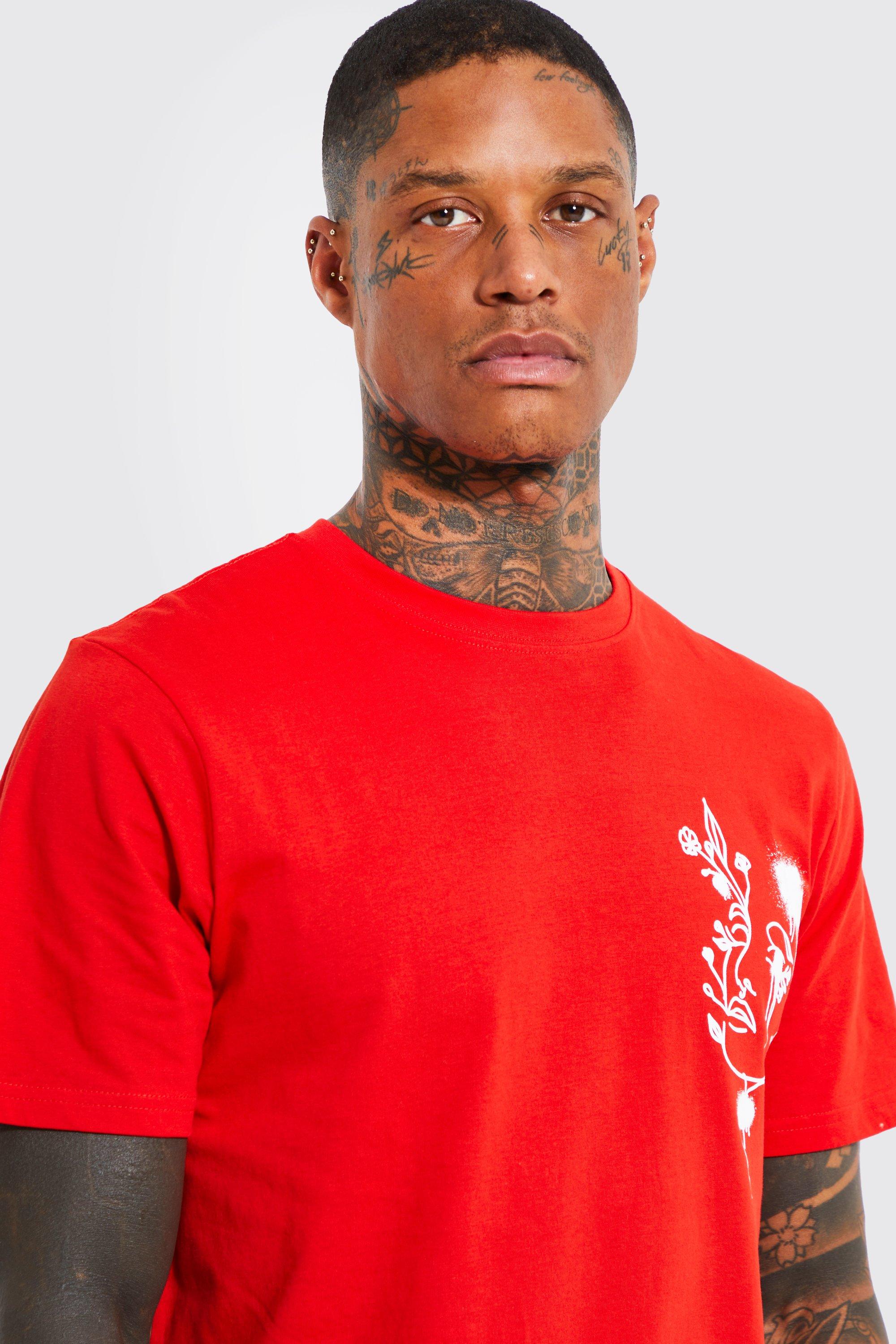 Longline Line Drawing Print T shirt boohoo NZ