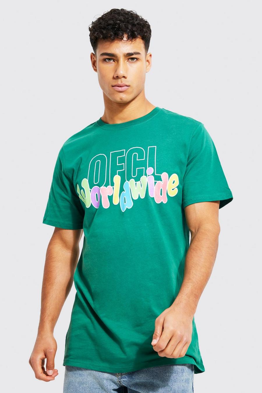 Green Longline Ofcl Worldwide Print T-shirt image number 1