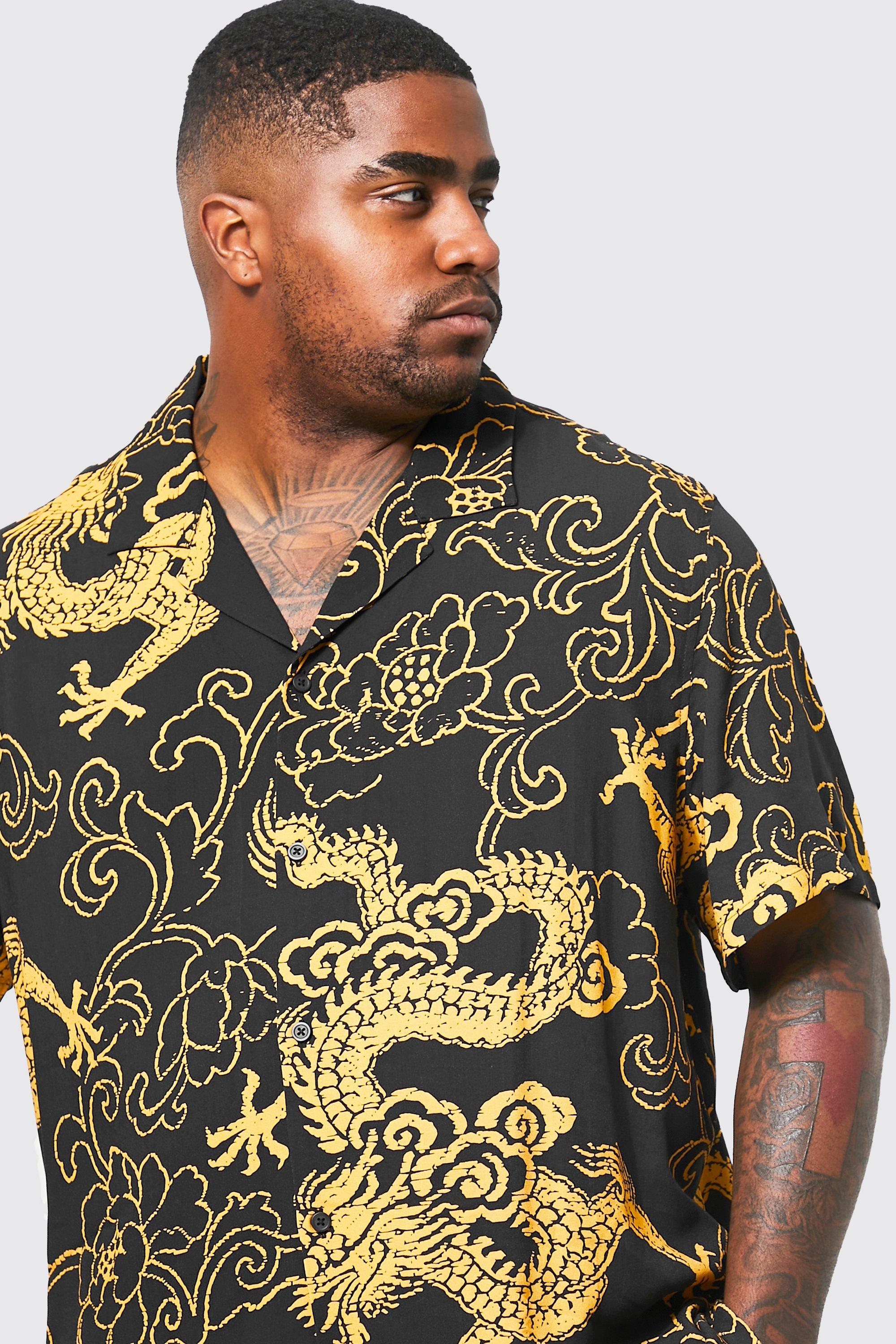 Grande taille Chemise en viscose a imprime dragon