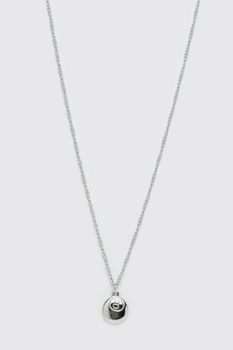 Silver 8 Ball Pendant Necklace  image number 1