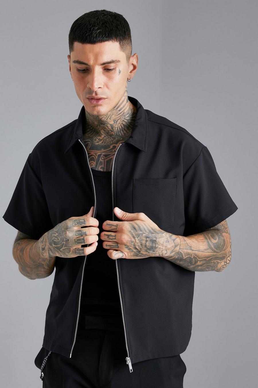Black Skjorta i nylon med stretch image number 1