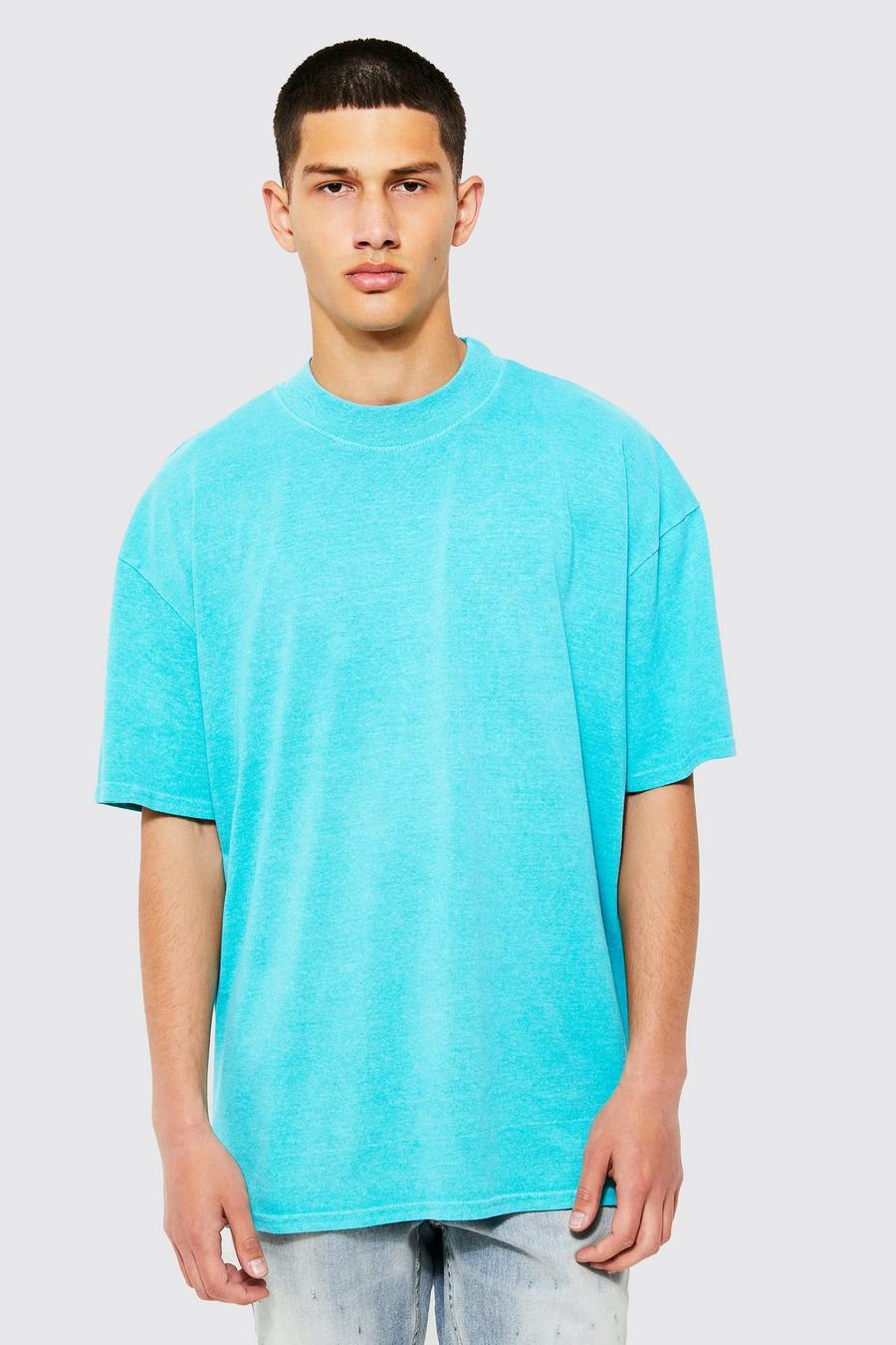 Aqua blue Oversized Overdye T-shirt image number 1