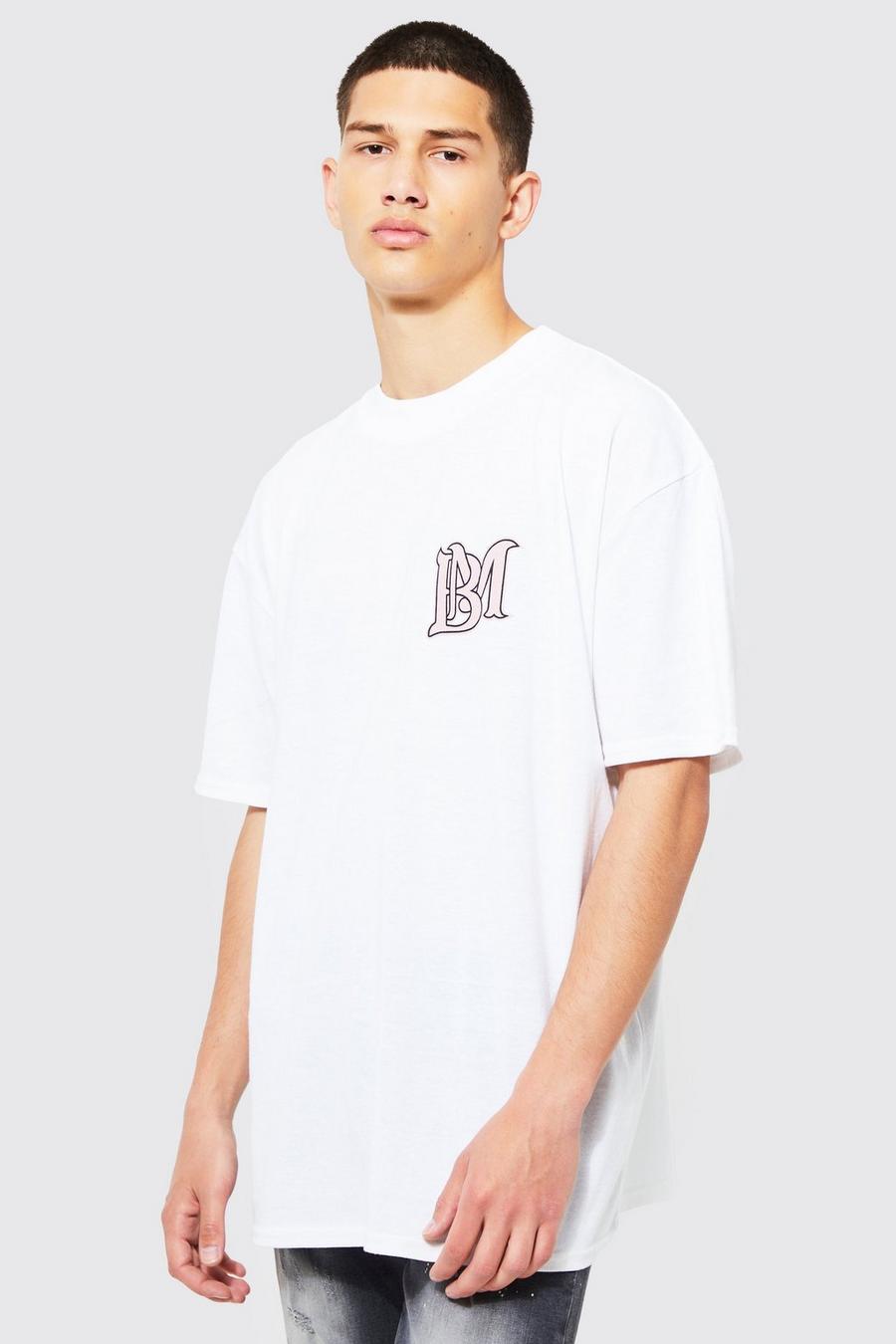 White Oversized Extended Neck Bm T-shirt
