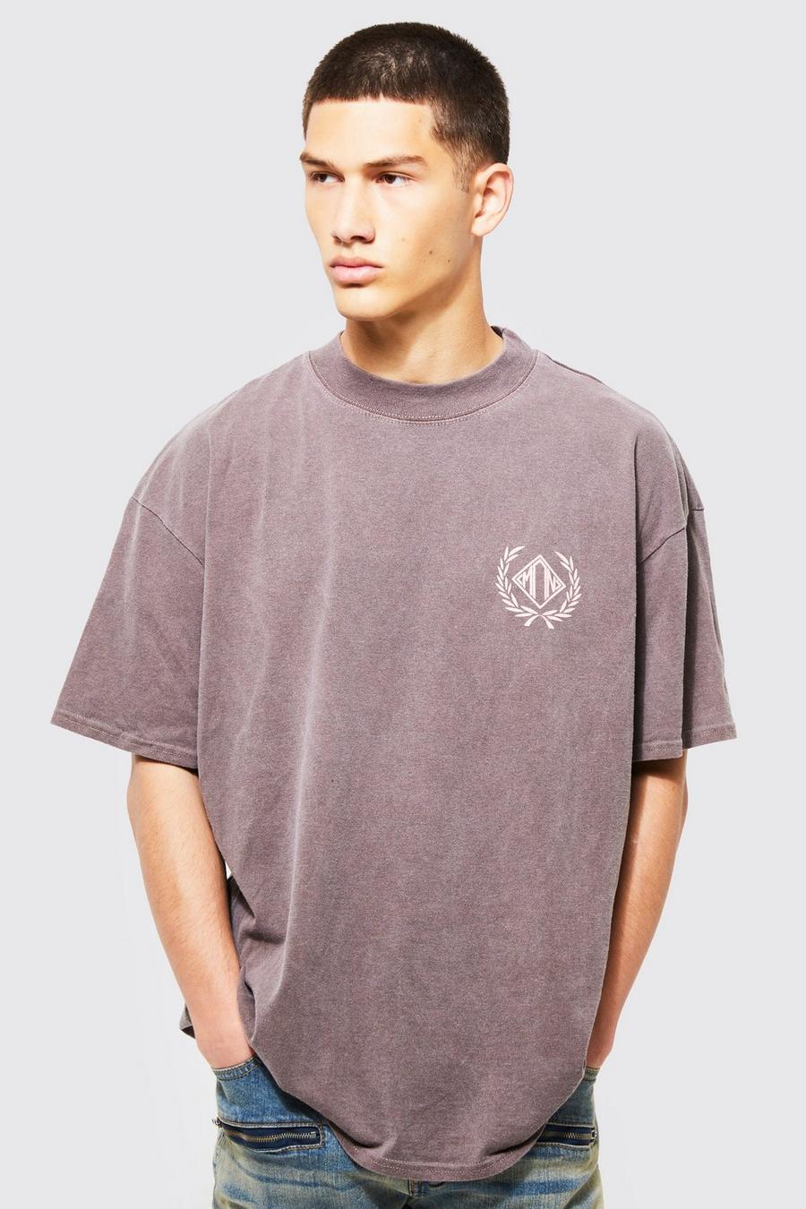 Chocolate Oversized Extended Neck Overdye Ofcl T-shirt image number 1