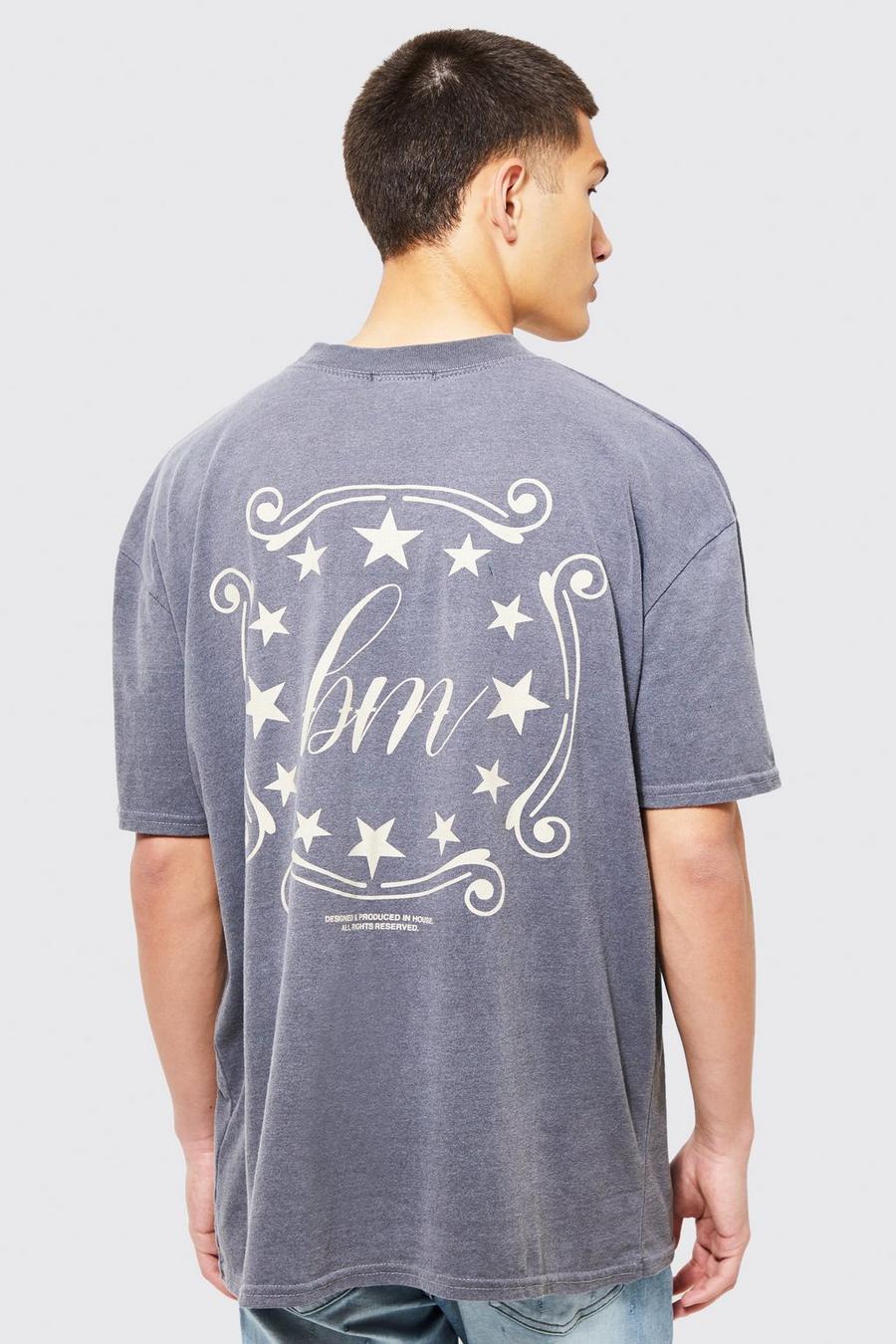 T-shirt oversize à imprimé BM, Charcoal grey