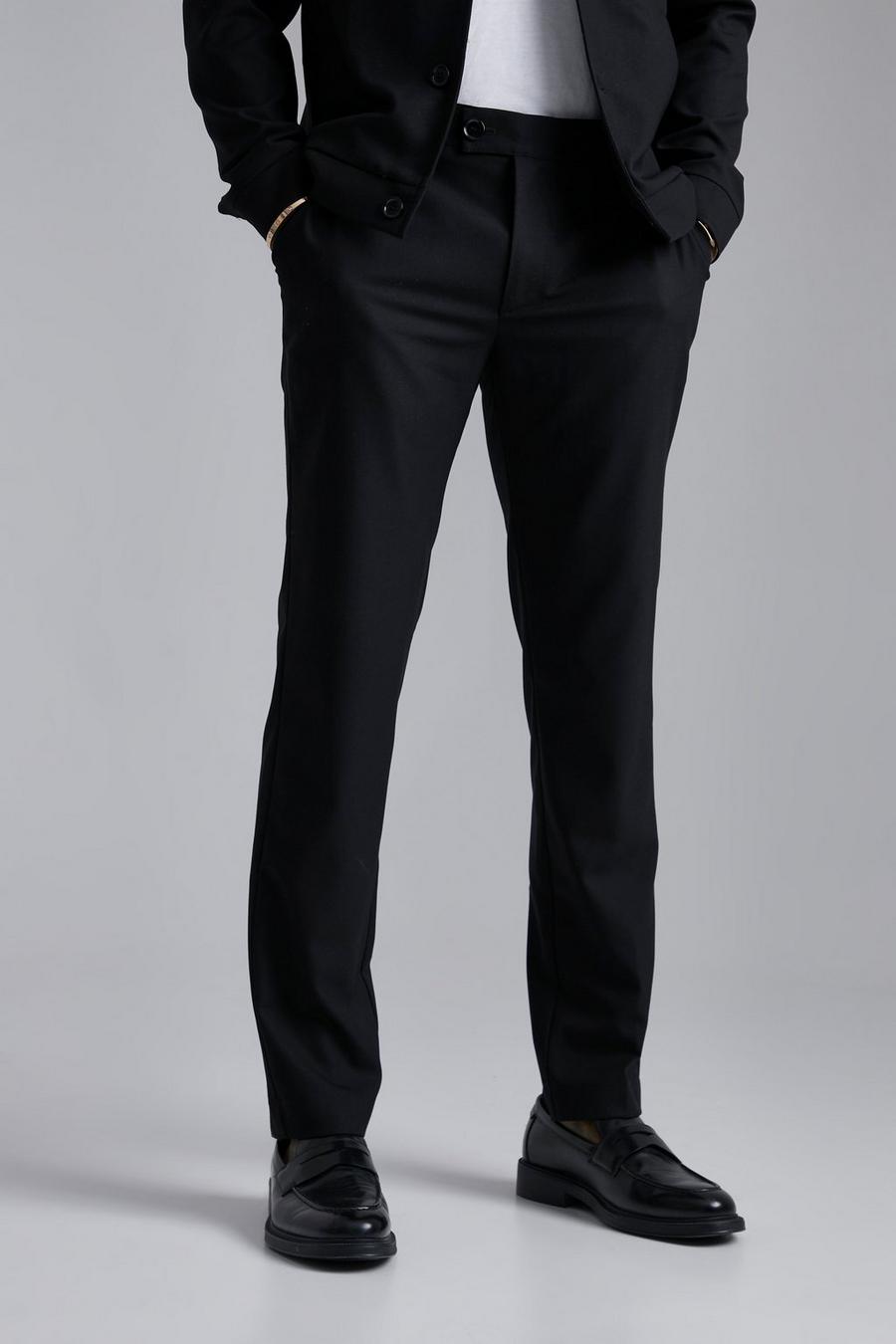 Black Slim Fit Plain Trousers image number 1