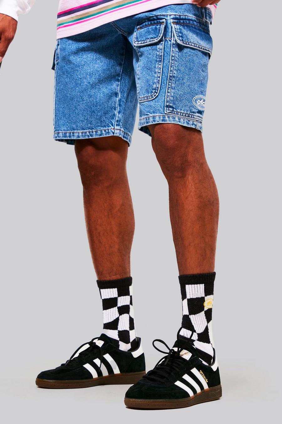 Black Jacquard And Embroidered Check Sport Sock