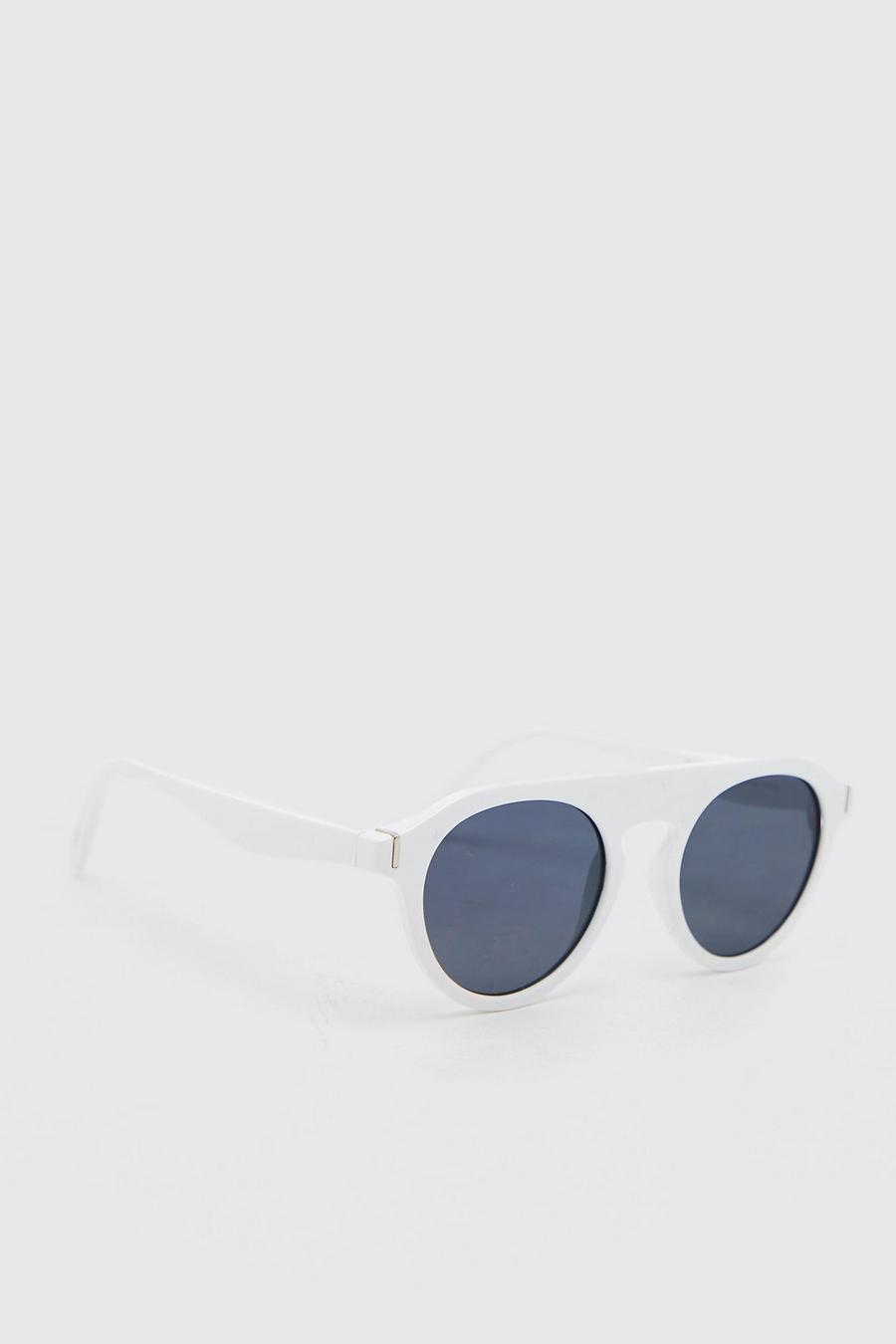 White blanc Round Flat Top Set Lens Sunglasses