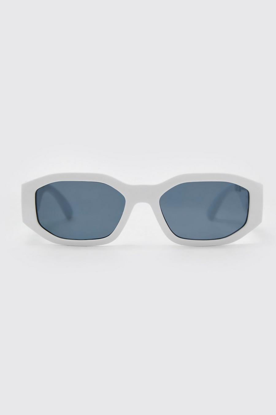 White Chunky Plastic Hexagon Sunglasses image number 1