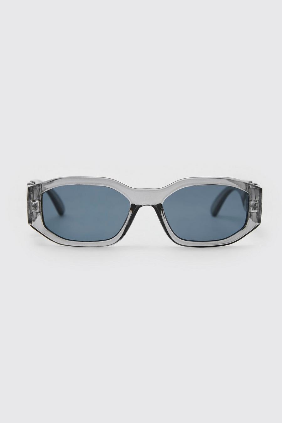 Grey Chunky Plastic Hexagon Sunglasses image number 1