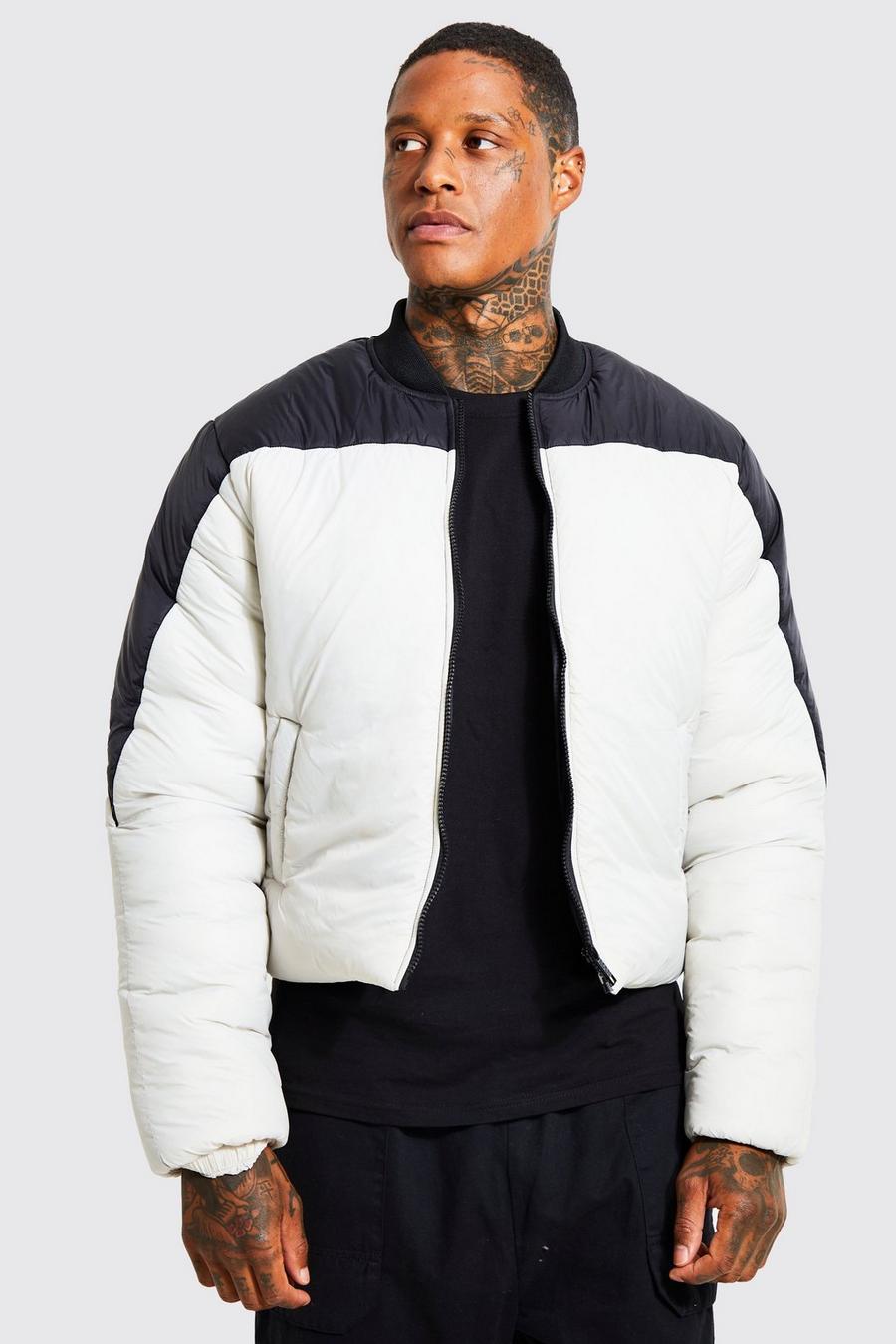 Black Boxy Hand Filled Puffer Bomber image number 1