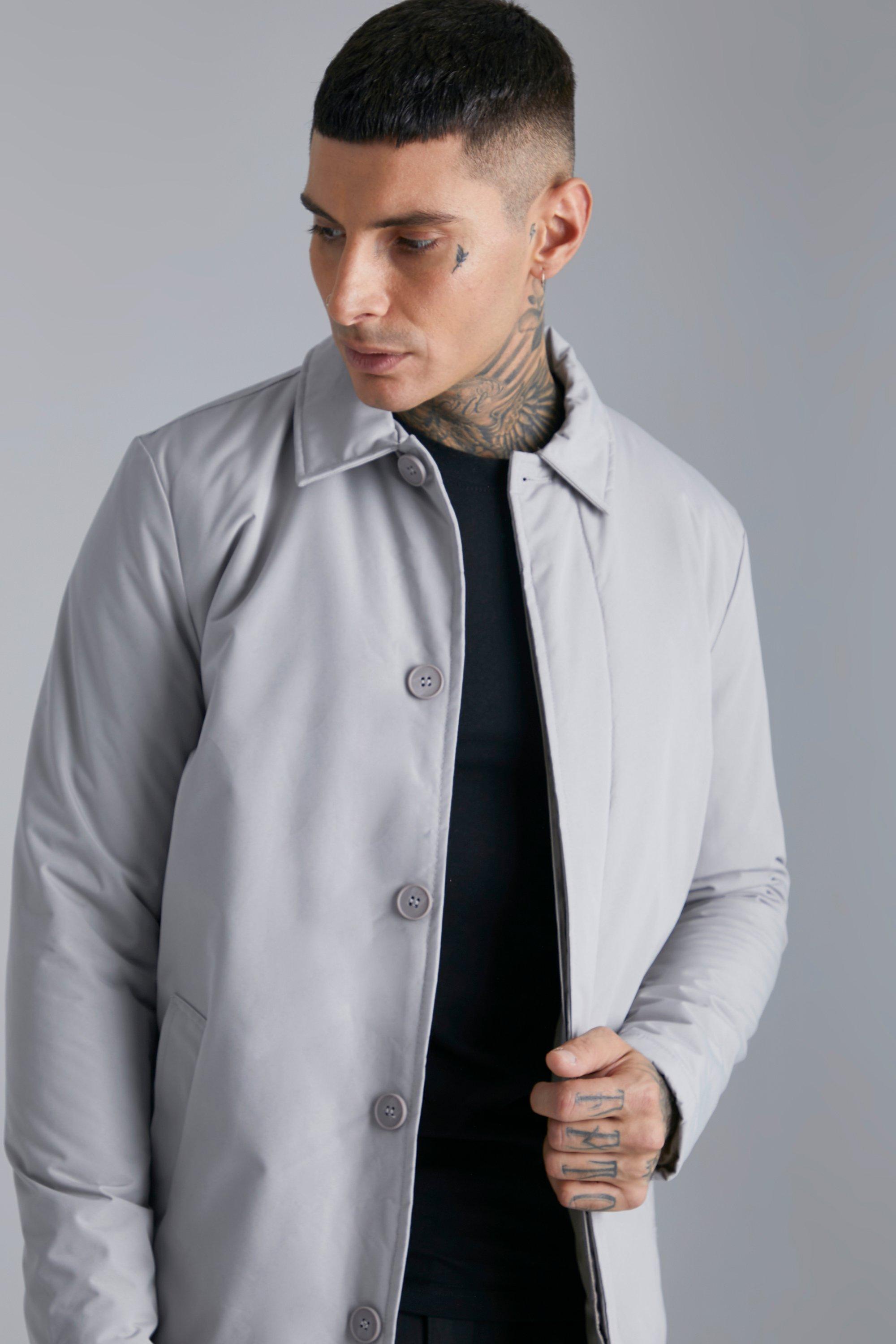 Men's Padded Single Breasted Mac | Boohoo UK