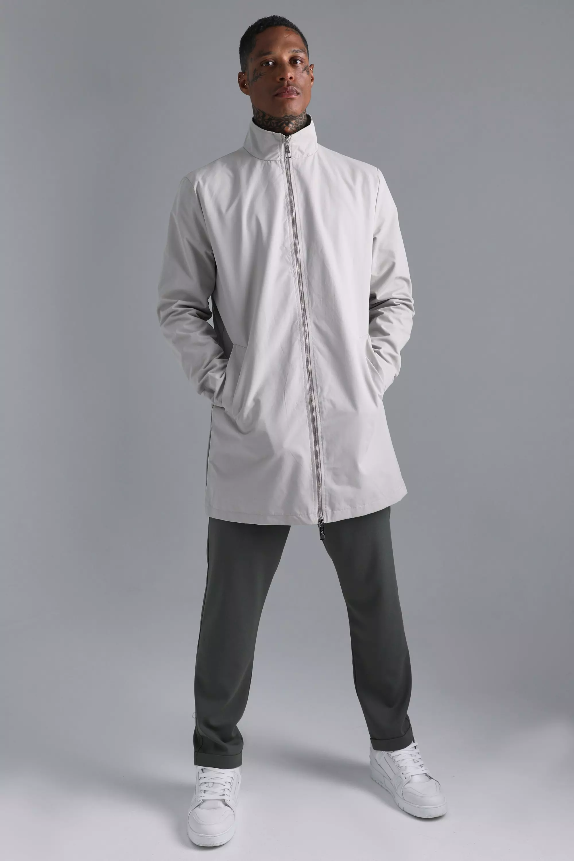 Funnel Neck Mac With Double Ended Zip