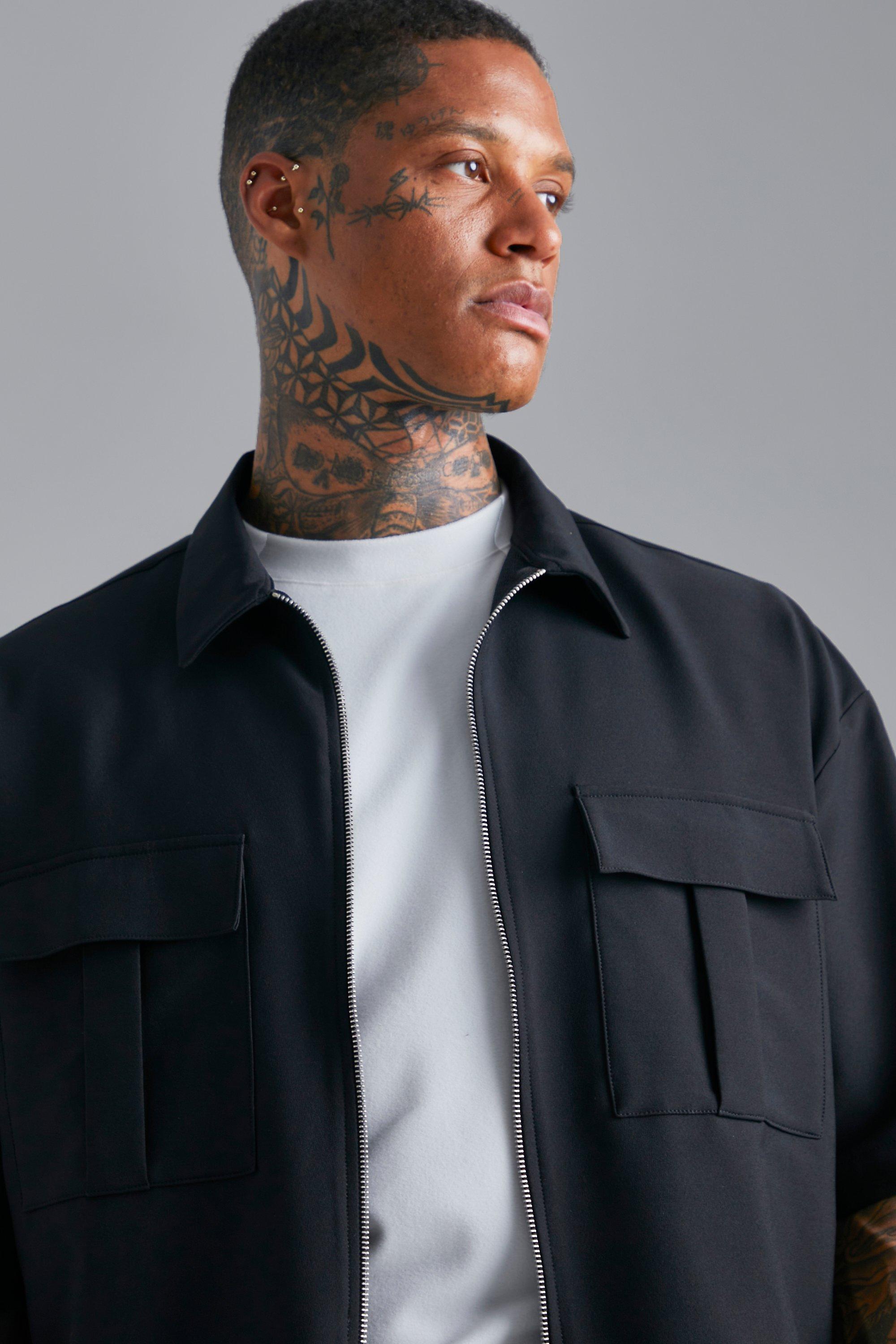 Nylon Boxy Oversized 2 Pocket Zip Overshirt