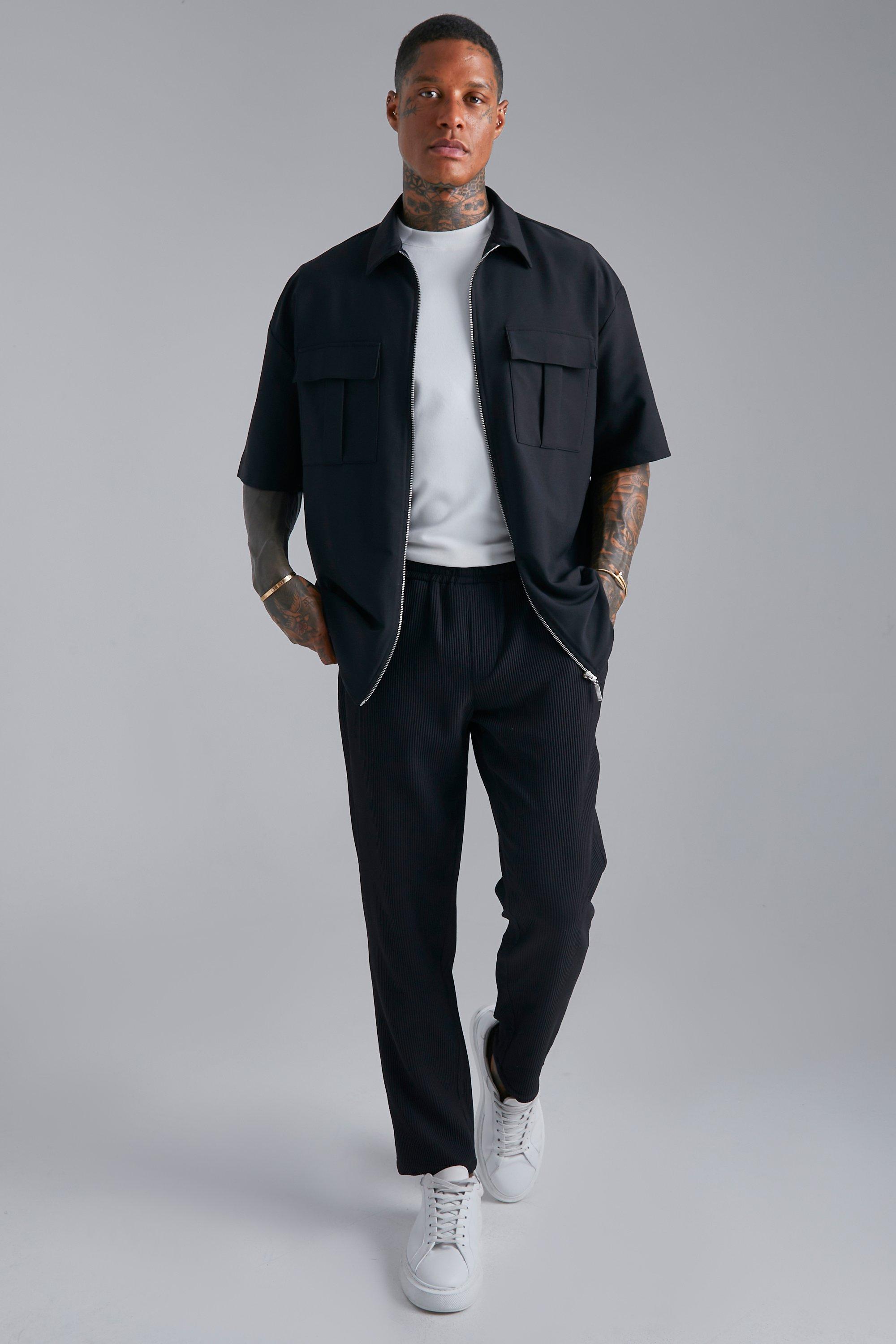 Nylon Boxy Oversized 2 Pocket Zip Overshirt | boohoo