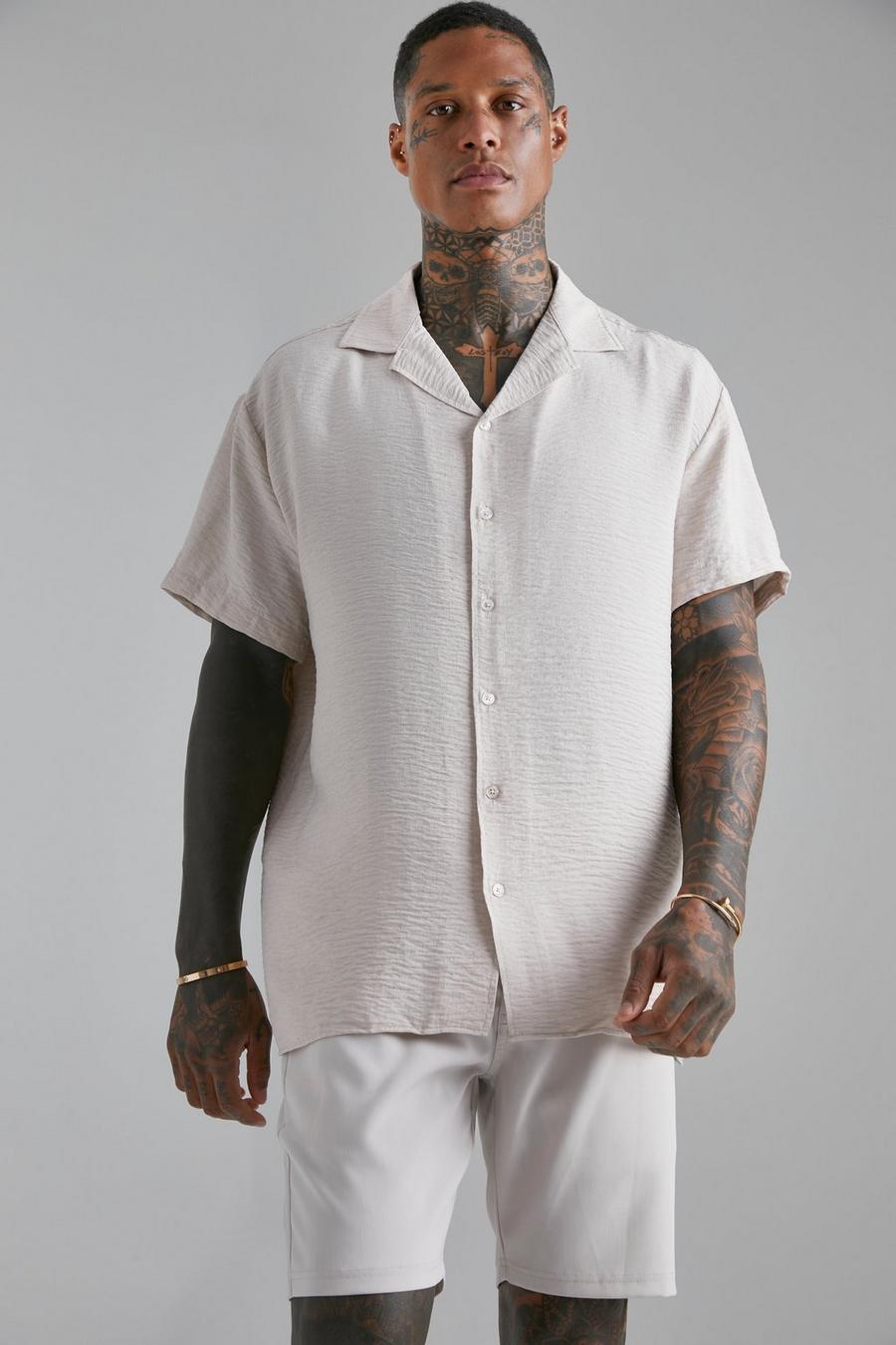 Nude Short Sleeve Oversized Textured Shirt