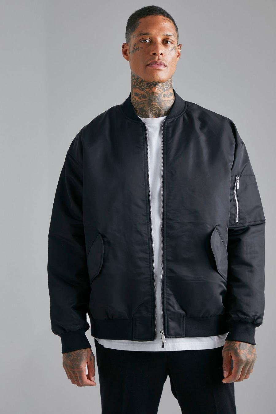 Black Oversized Bomber image number 1