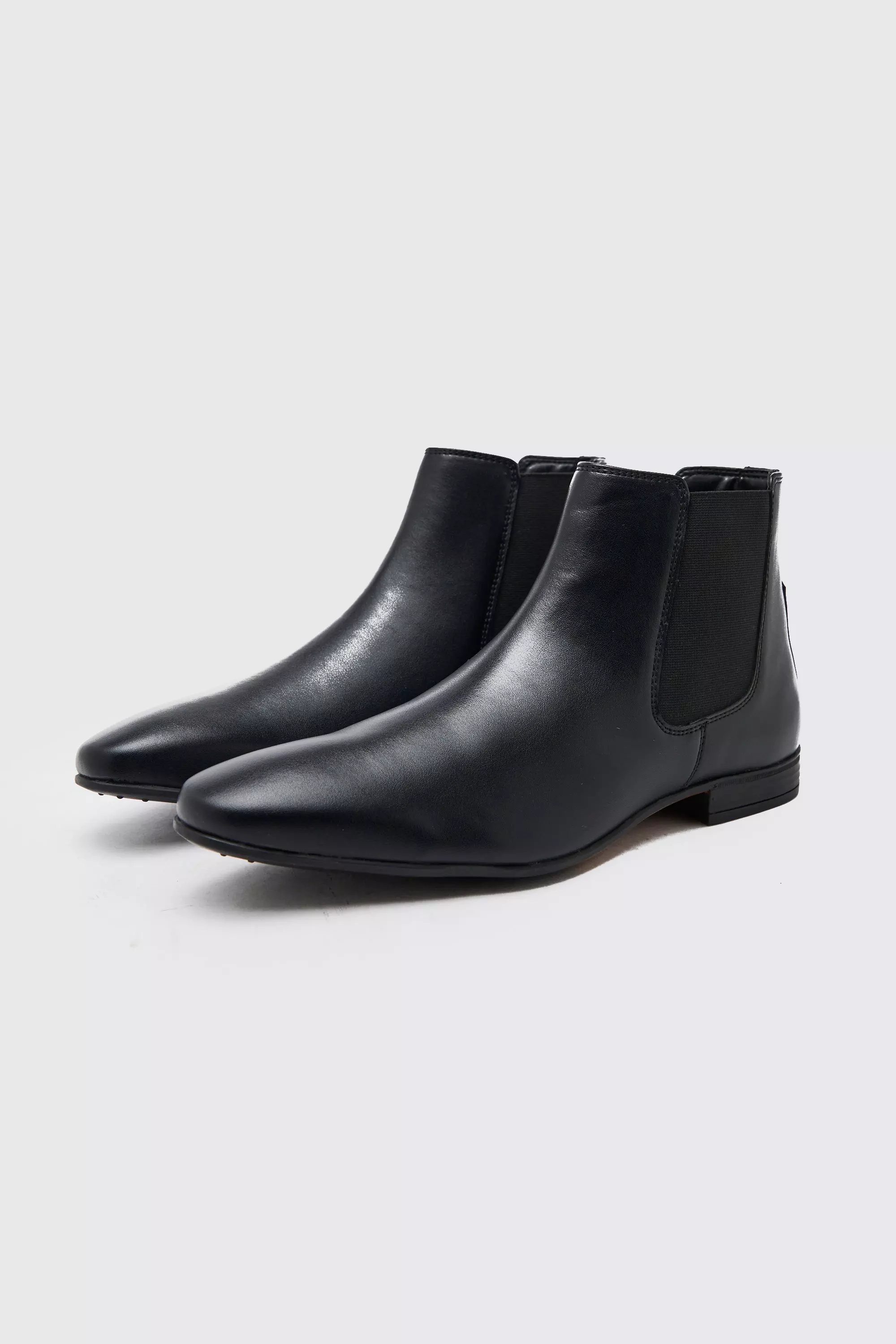 Black faux leather chelsea boots sale