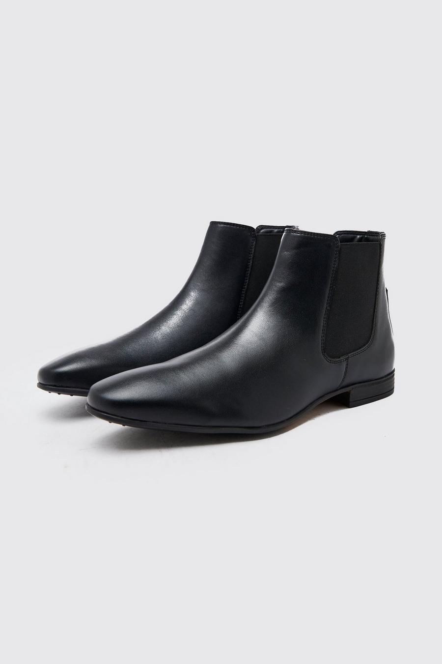 Black noir Faux Leather Chelsea Boot